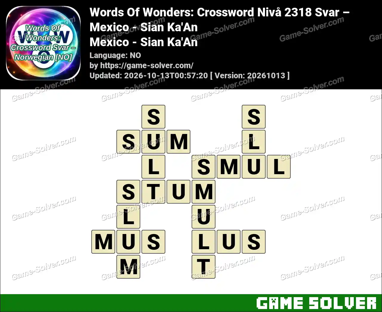 Words Of Wonders: Crossword Nivå 2318 Svar – Mexico – Sian Ka’An